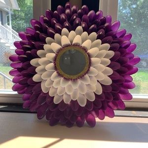 Handcrafted purple&w hire spoon mirror